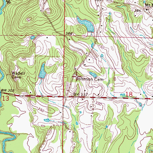 Topographic Map of Johnson Cemetery, MS
