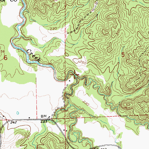 Topographic Map of Johnson Creek, MS