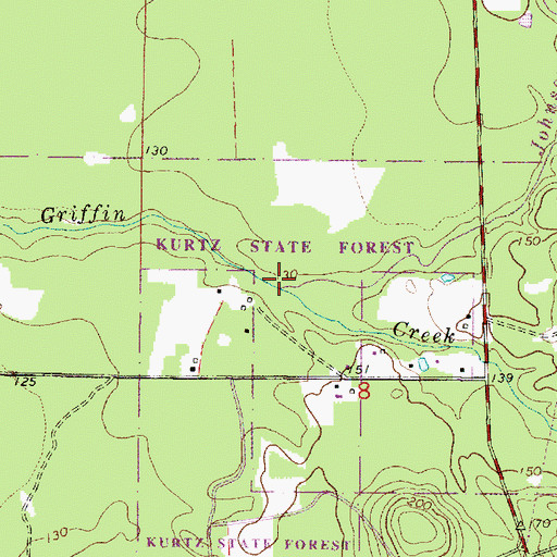 Topographic Map of Johnson Creek, MS