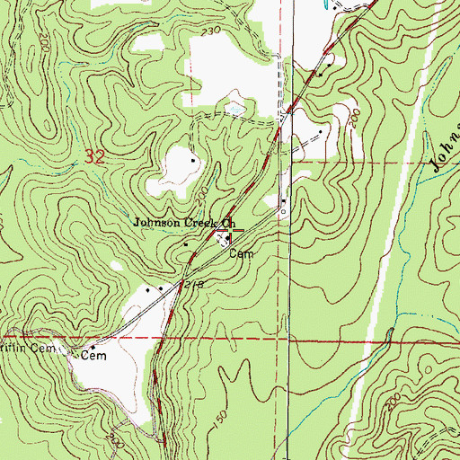 Topographic Map of Johnson Creek Baptist Church, MS