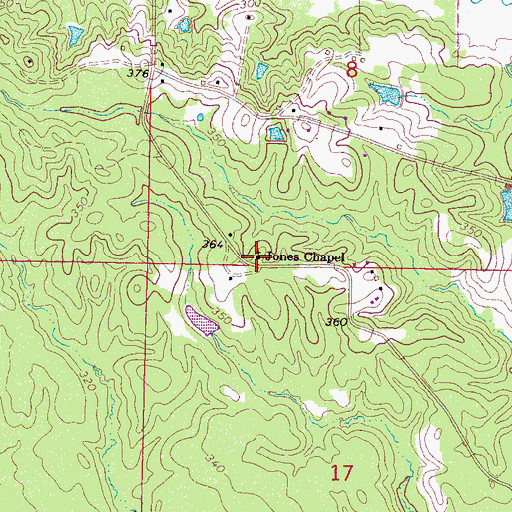 Topographic Map of Jones Chapel Baptist Church, MS