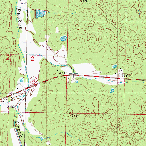 Topographic Map of Keel, MS