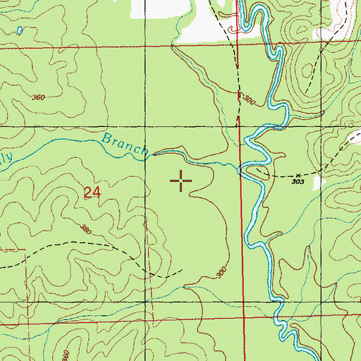 Topographic Map of Kelly Branch, MS