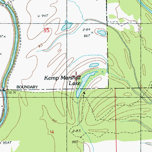 Topographic Map of Kemp Marshall Lake, MS