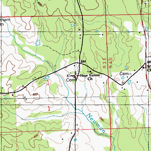 Topographic Map of King Cemetery, MS
