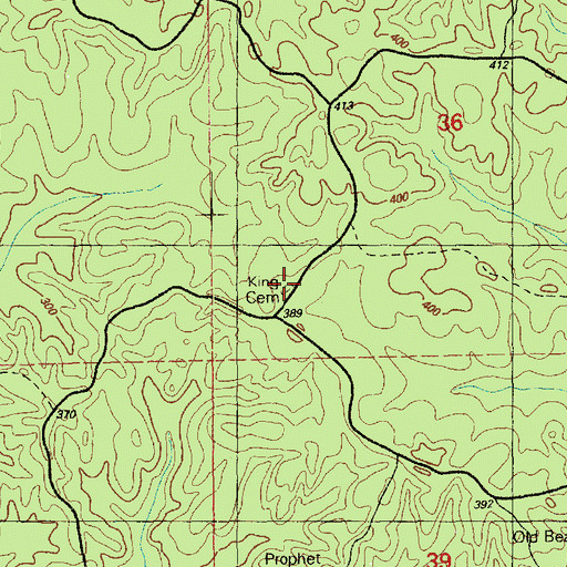 Topographic Map of King Cemetery, MS