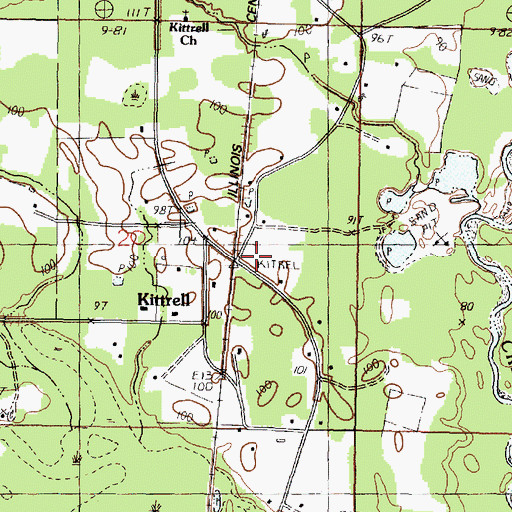 Topographic Map of Kittrell, MS