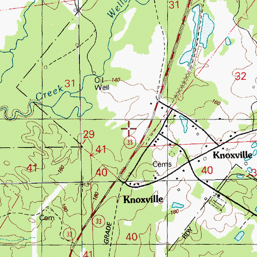 Topographic Map of Knoxville, MS