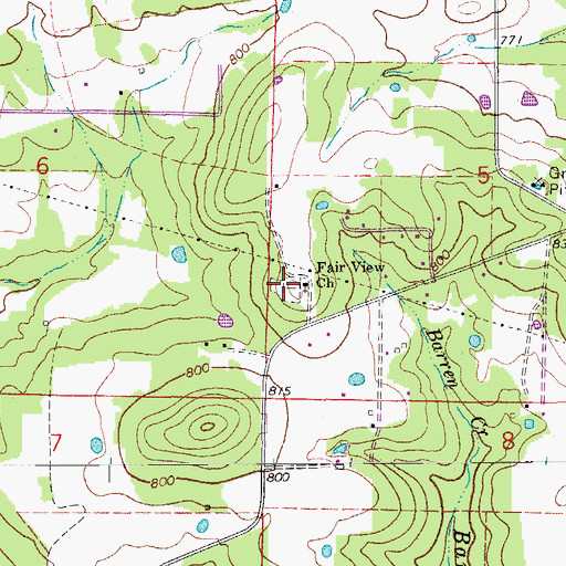 Topographic Map of Fairview Cemetery, AR