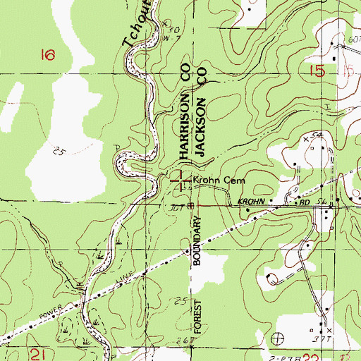 Topographic Map of Krohn Cemetery, MS