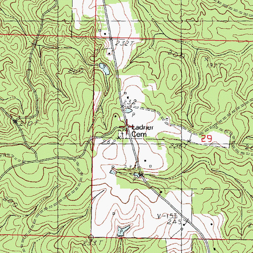 Topographic Map of Ladner Cemetery, MS