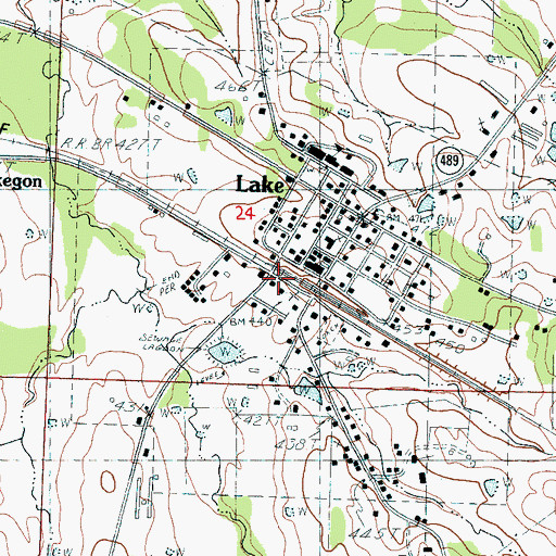 Topographic Map of Lake, MS