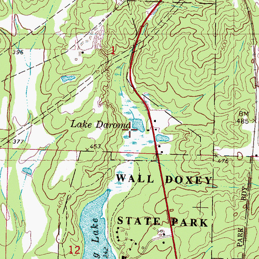 Topographic Map of Lake Daroma, MS