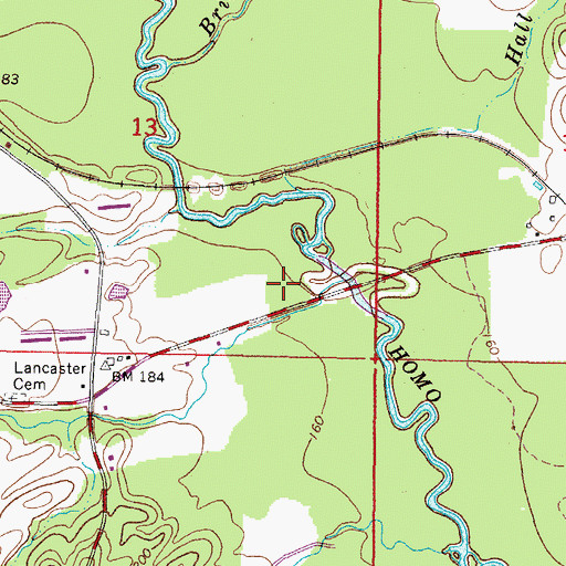 Topographic Map of Lancaster Branch, MS