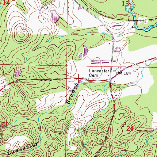 Topographic Map of Lancaster Cemetery, MS