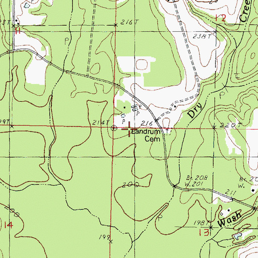 Topographic Map of Landrum Cemetery, MS