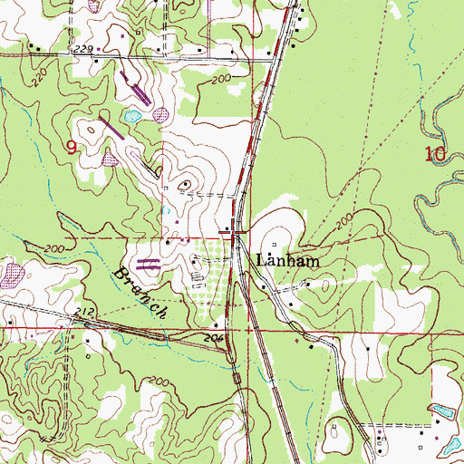 Topographic Map of Lanham, MS