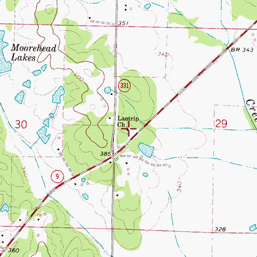 Topographic Map of Lantrip Church, MS