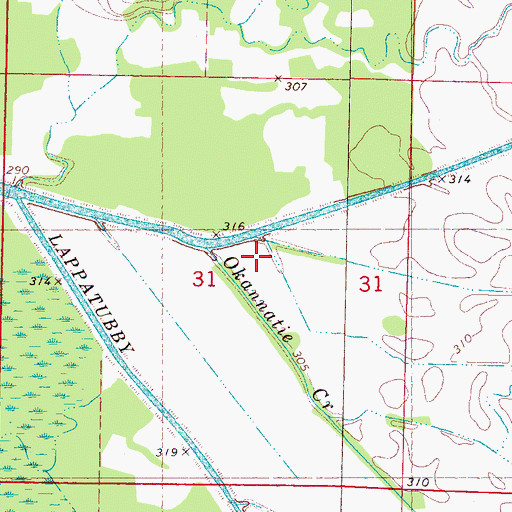 Topographic Map of Lappatubby Creek, MS