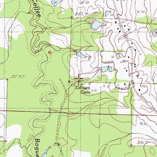 Topographic Map of Latham Cemetery, MS