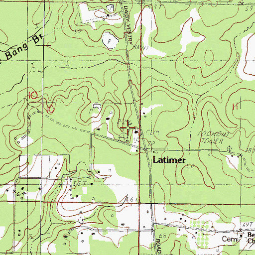 Topographic Map of Latimer Church, MS