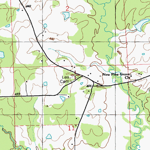 Topographic Map of Lea Cemetery, MS
