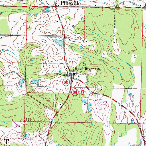Topographic Map of Leaf River Church, MS