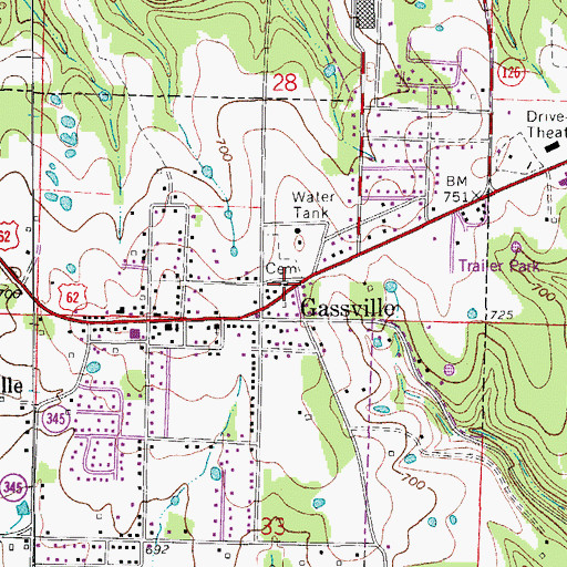 Topographic Map of First Baptist Church, AR
