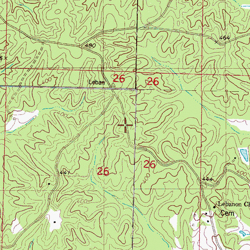 Topographic Map of Lebanon Church, MS