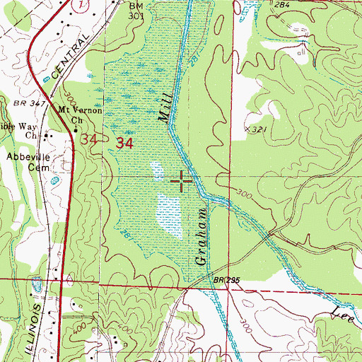 Topographic Map of Lee Creek, MS