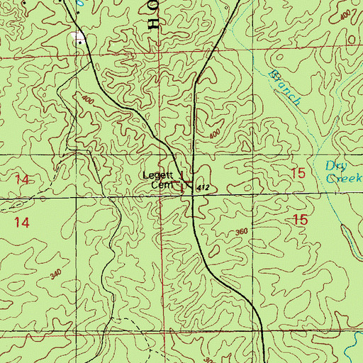 Topographic Map of Legett Cemetery, MS