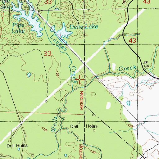 Topographic Map of Levees Creek, MS