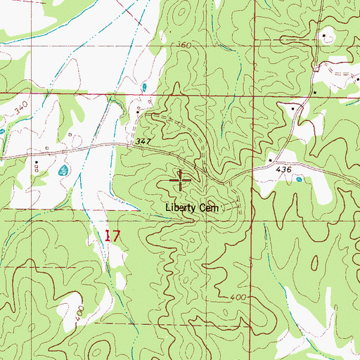 Topographic Map of Liberty Cemetery, MS