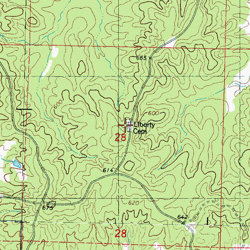 Topographic Map of Liberty Cemetery, MS