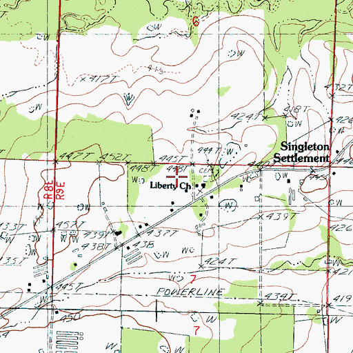 Topographic Map of Liberty Church, MS