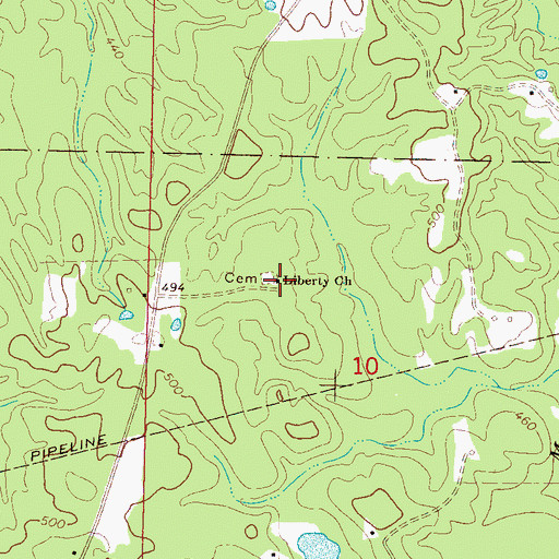 Topographic Map of Liberty Church, MS