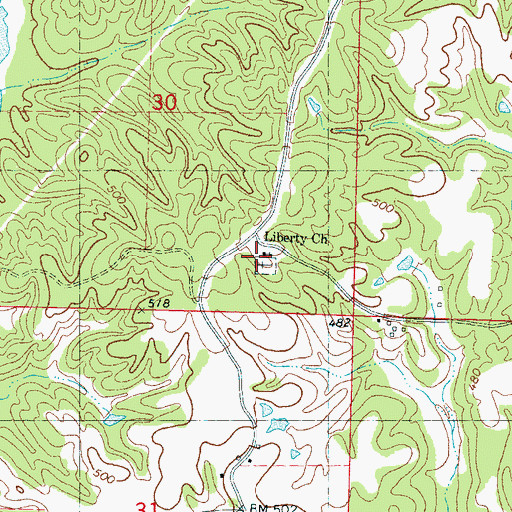 Topographic Map of Liberty Church, MS