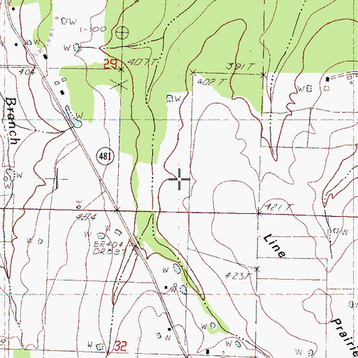 Topographic Map of Line Prairie, MS