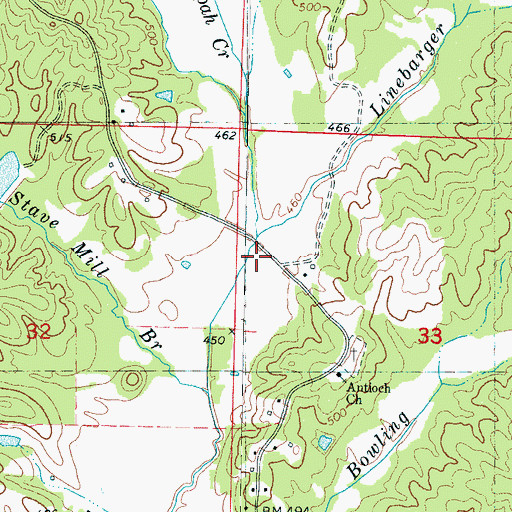 Topographic Map of Linebarger Branch, MS