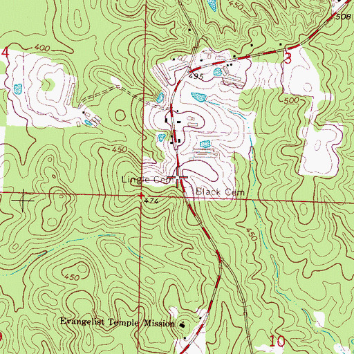 Topographic Map of Lingle Cemetery, MS
