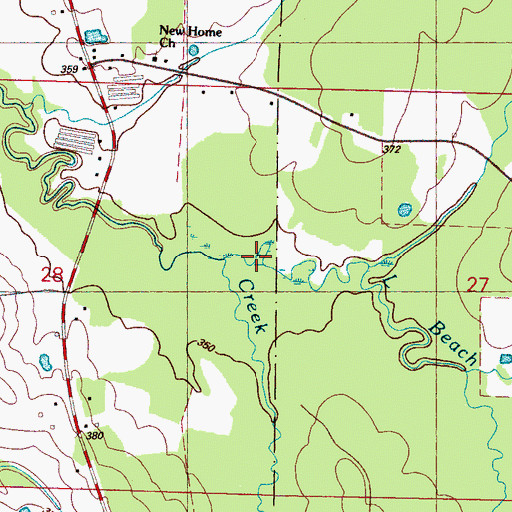 Topographic Map of Little Beach Creek, MS