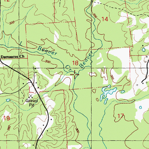 Topographic Map of Little Beaver Creek, MS