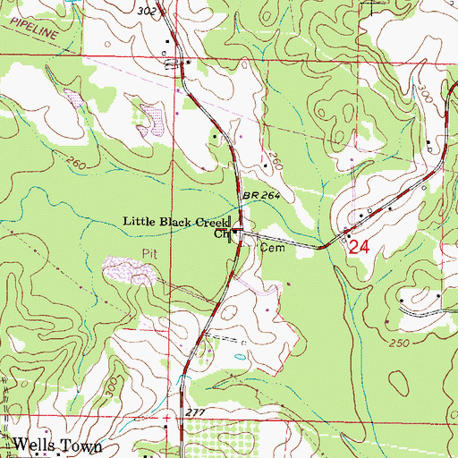 Topographic Map of Little Black Creek Church, MS