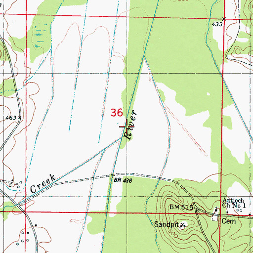Topographic Map of Little Clear Creek, MS