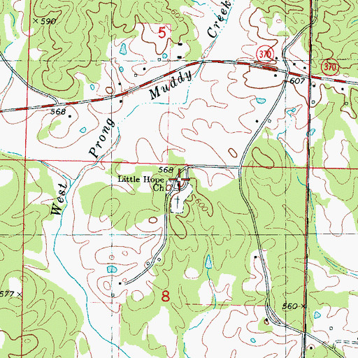 Topographic Map of Little Hope Church, MS