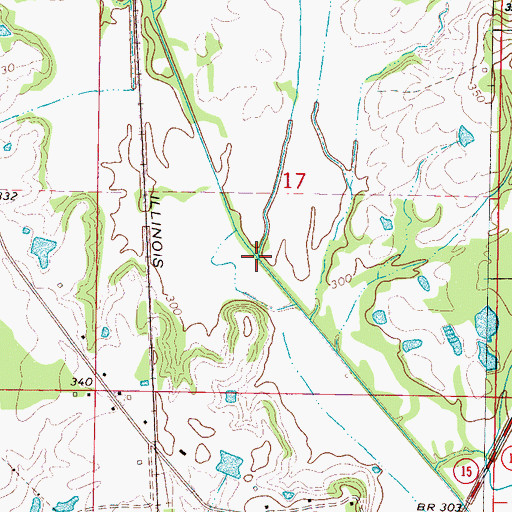 Topographic Map of Little Houlka Creek, MS