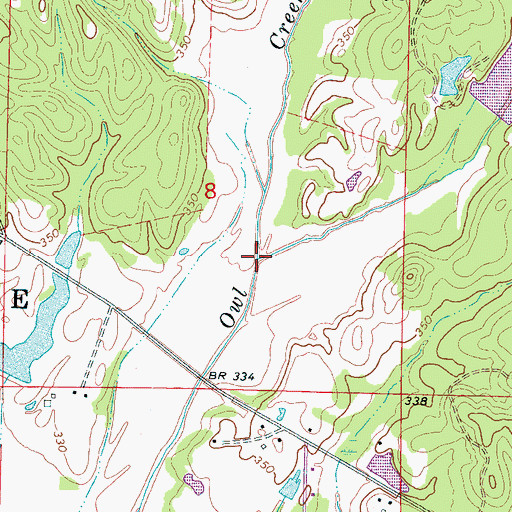 Topographic Map of Little Owl Creek, MS