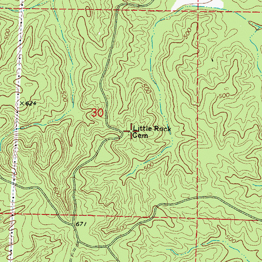 Topographic Map of Little Rock Cemetery, MS