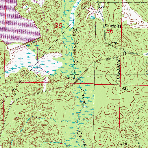 Topographic Map of Little Snow Creek, MS