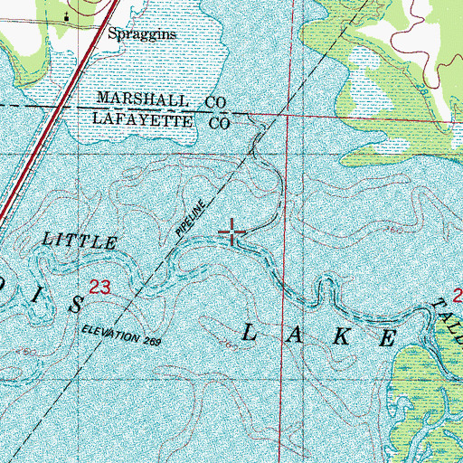 Topographic Map of Little Spring Creek, MS